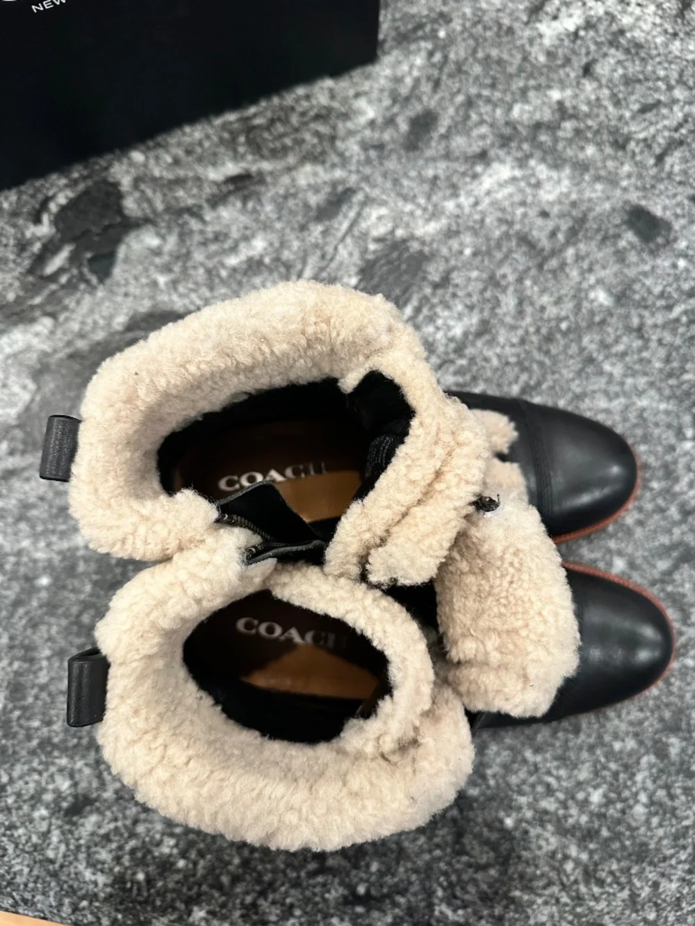 Coach Preston Black Leather Ankle Boots